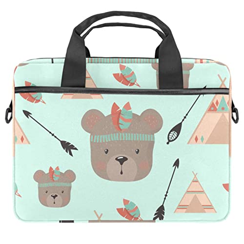 Sac à bandoulière pour ordinateur 13 à 14,5 pouces avec motif original d'ours indien multicolore
