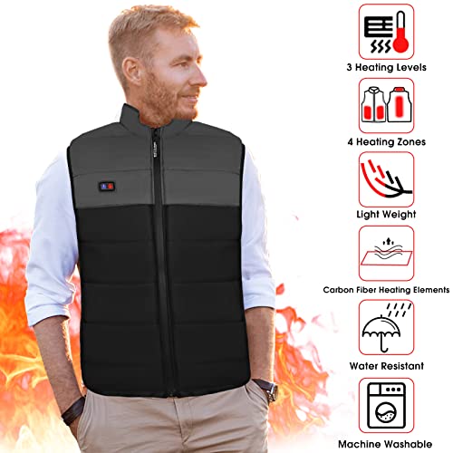 WANFEI Gilet Riscaldato Elettrico con 3 File di Temperatura Regolabile, Riacca Riscaldata con Inserto di Ricarica USB, Gilet Invernale Caldo Lavabile per Uomo per attività all'aperto Fredde - Image 8