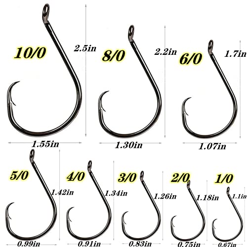 image for DAMIDEL 200Pcs/Box（Size:10/0. to.1/0 Strong Octopus Fishing Hooks, F