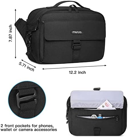 MOSISO Camera Bag Case, DSLR/SLR/Mirrorless Photography Camera Messenger Bag Compact Crossbody Padded Camera Shoulder Bag with Rain Cover Compatible with Canon/Nikon/Sony Camera and Lenses, Black