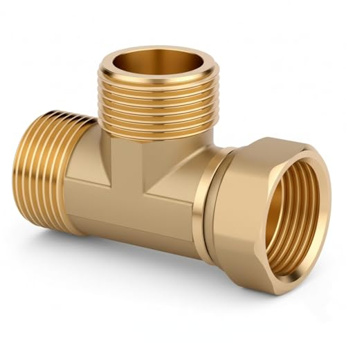 I-MART 3/4 Brass Tee Pipe Fitting with Swivel Female Union, 3/4 NPT Tee for Water Line Applications, Solid Brass Fittings for Plumbing, 3/4 Inch Pipe T Fitting Adapter