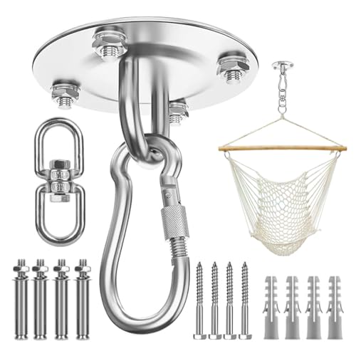 Sivono Crochet de suspension, crochet de plafond rotatif à 360 °, crochets robustes pour suspendre les serviettes de suspension pour enfants, en acier inoxydable, crochet de balançoire pour plafond