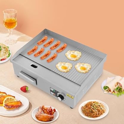LENDISIY Plancha Grillplatte Elektrisch, 3000W Kommerzieller Elektrogrill Gastronomie Tischgrill Griddleplatte Edelstahl Griddleplatte, 50-300°C Temperature Einstellbare, mit Rutschfeste Gummifüße – Bild 7