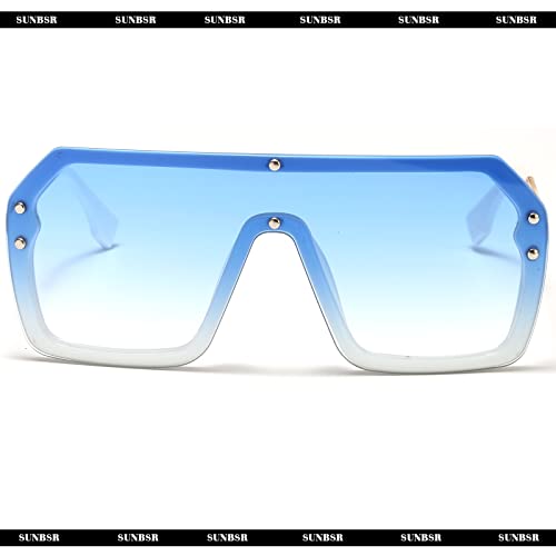 SUNBSR Fashion Oversized Sunglasses for Women Men Trendy Square Siamese One Piece Sun Glasses2