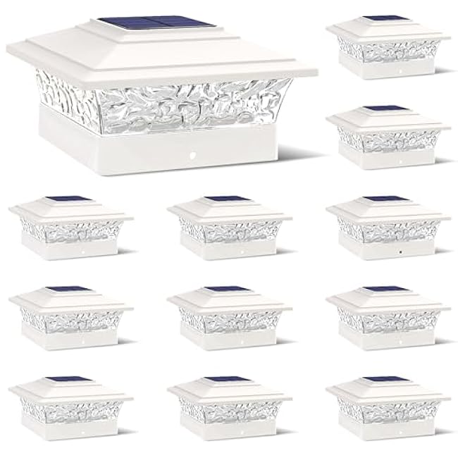 Solar Post Cap Lights Deck Fence Post Lights Fence Post Lights Fit 4x4 White Vinyl Warm/Cool White