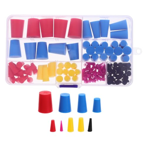 Cabilock 1 Box of High Temp Silicone Rubber Tapered Plug 8 Sizes Heat Resistant Stoppers for Lab Bottles Tanks Industrial Powder Coating Plugs Spraying