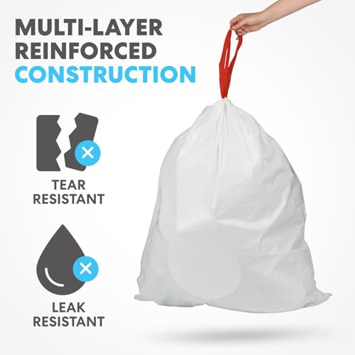 Image of SIMPLI-MAGIC 8 Gallon / 30 Liter Trash Liner (Code A), Tear-Resistant Trash Bags for Kitchen, Office, Bathroom, and Bedroom Trash Cans, 60 pack