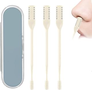 Nose Hair Trimmer for Women Men, 2025 New Double-Sided Nasal Hair Cutter, Manual 360° Rotating Nostril Hair Removal Tool, Nose Hairs Trimmer for Home, Travel, and Daily Use (Beige, 3PCS)