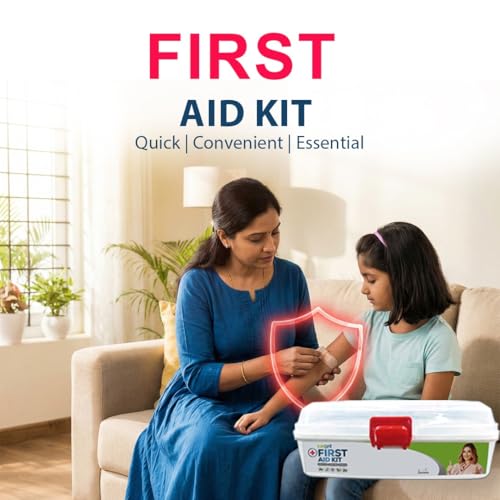 Image of Carent Small First Aid Kit for Home, Office & Travel | 13 Essential Medical Supplies | Burn Cream, Antiseptic, Bandages, Thermometer & More | Emergency Care Kit