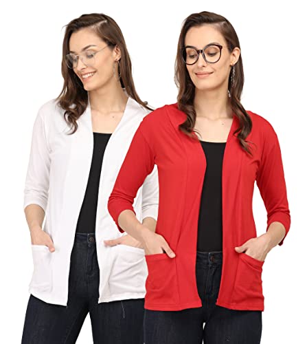 Image of Women's Cotton Shrugs with Pockets, Summer Shrugs for Ladies, Pack of Two