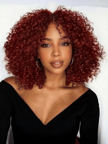 Beauty Forever Bye Bye Knots Reddish Brown Curly Glueless Wigs Human Hair Pre Plucked Pre Cut 7X5 Pre Everything HD Lace Front Wear and Go Curly Wig for Women 150% Density 33B Color 14inch