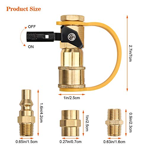 COITEK-14-RV-Propane-Quick-Connect-4Pcs-Brass-Natural-Gas-14-Quick-Connect-Shutoff-Valve-for-Propane-Hose-Full-Flow-Plug-14-x-14-RV-Propane-Connecting-Adapter-for-Motorhome-Grill-Gas-Stove