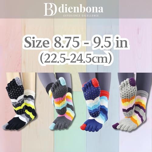 Image of Toe Socks Women - Non-Slip Grip Socks for Yoga, Pilates & Barre, Five Finger Cotton Athletic Socks with Storage Bag