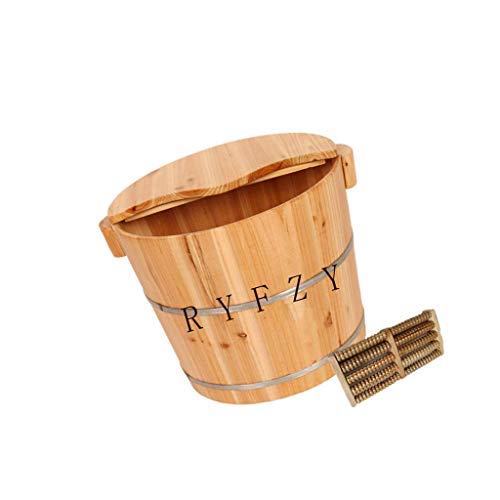 YQZQ Solid Wood Natural Foot Bath Barrel, Thickened Foot Basin Barrel, Foot Cleaning Bucket, Foot Care Bucket, With Lid, Suitable For Families (Color : #4)