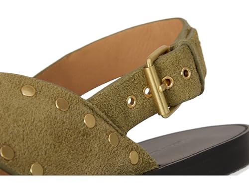 Image of Madewell, Women, The Tuley Crossover Sandal in Suede, Aged Olive, 5.5, Medium