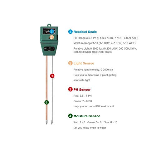 Image of Soil Moisture Light Inspect Acidity Meter Ph Tester 3 in 1 Soil Thermometer for Plant Health Garden Accessories Thermometer