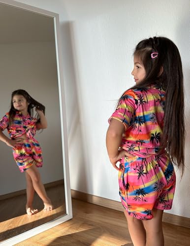 Image of Arshiner Girls Pajamas Sets Short Sleeve Kids Pjs Button Down Sleepwear