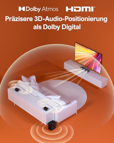 ULTIMEA 5.1 Dolby Atmos, 3D Surround Sound System Soundbar für TV Geräte, Soundbar mit Subwoofer,...