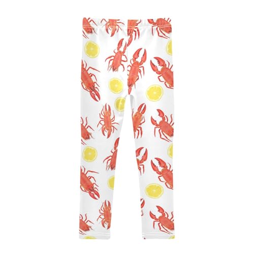 Wusikd Lobsters Girls' Leggings Toddler Doodles Lemon Kids Yoga Pants Dance Active Tights 4T2