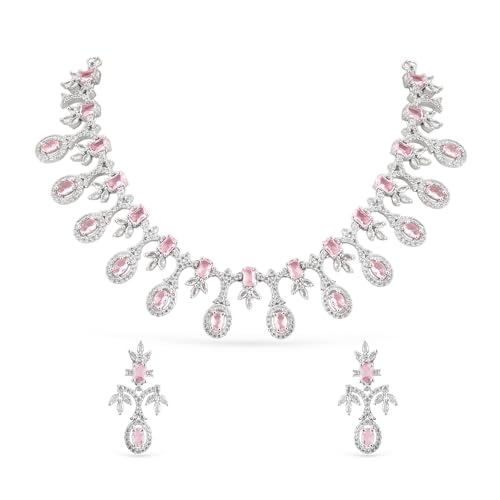 Image of Rubans AD Zircon Designer Drop Necklace Set for Women Stylish