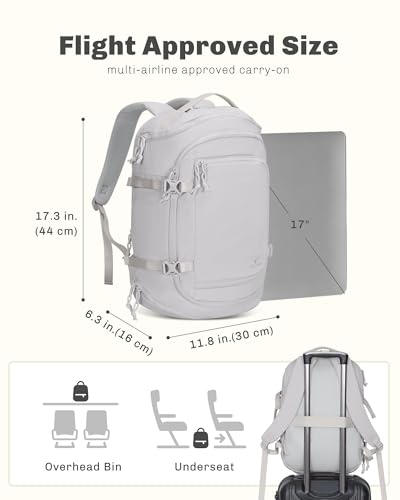 Image of Hynes Eagle Travel Laptop Backpack 16 inches Lightweight Flight Approved Carry on Personal Item Bag Weekender Bag Daypack 20L Light Grey Blue