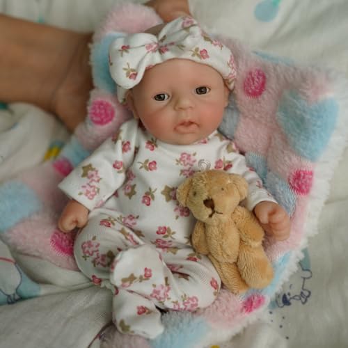 Mire & Mire Reborn Babypuppen 7 Zoll Mädchen Silikon Puppe Mini Realistische Babypuppen Silikon Ganzkörper Handgefertigt – Bild 3