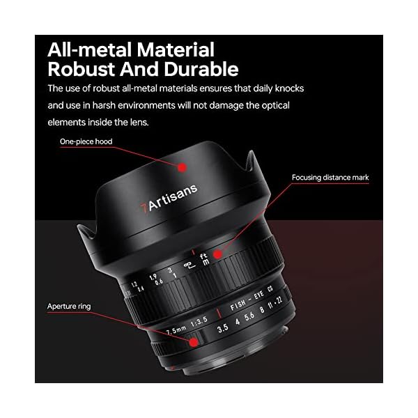 7artisans 7.5 mm F3.5 Ultra-Weitwinkel-Fisheye-Objektiv, kompatibel mit APS-C Canon EF-Mount DSLR-Kameras Canon EOS 70D… – Bild 7
