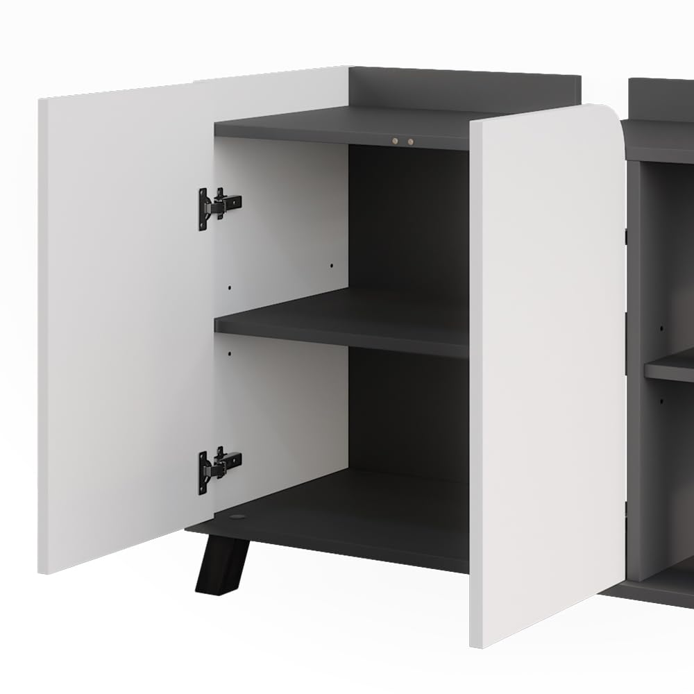 Vicco Mobiletto per lavabo Karen, Antracite/bianco, 80 x 65 cm con 2 porte, per una conservazione salvaspazio sotto il lavandino