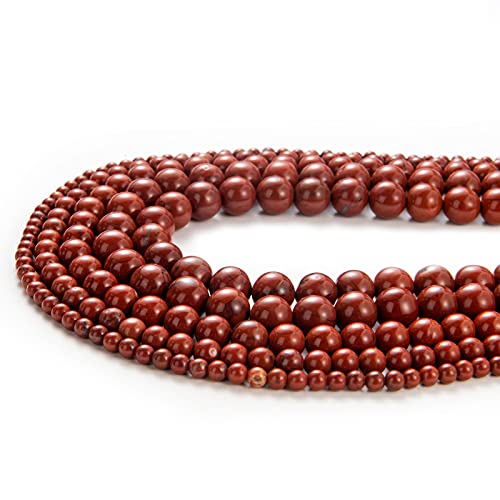 Image of 100Pcs Natural Stone Beads 8mm Red Jasper Round Gemstone Loose Beads with Elastic Bracelet String for Bracelets Necklace Jewelry Making