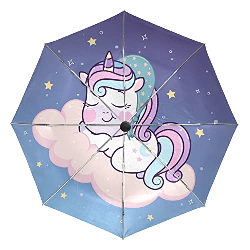 Parapluie Licorne Rose Pliant pour Voyager et Plage Protection Solaire