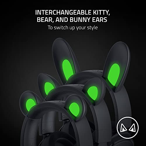 Image of Razer Kraken Kitty V2 Pro Wired RGB Headset: Interchangeable Ears (Kitty, Bear, Bunny) - Stream Reactive Lighting - Detachable HyperClear Cardioid Mic - 50mm Drivers - 7.1 Surround Sound - Black