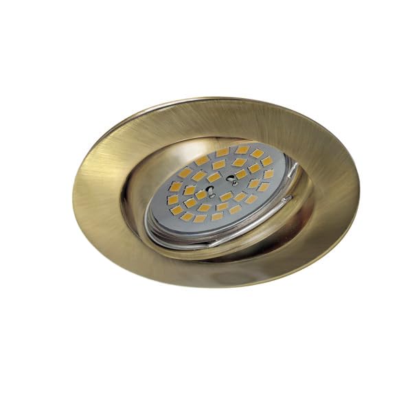 wonderlamp 1 Unidad Foco empotrable Basic techo Redondo, incluye Portalámparas GU10, Diámetro de 8,5 x 1,5 cm. Ojo de buey basculante 30°, Oro viejo