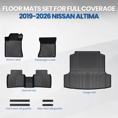 Image of Floor Mats for Nissan Altima 2019-2026, with Cargo Mat