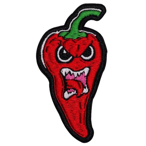 EMBROBOF Fiery Chili Pepper Patch – 3.15 inches, Cool Funny Vegetable Patches – Embroidered Patches Iron On/Sew On