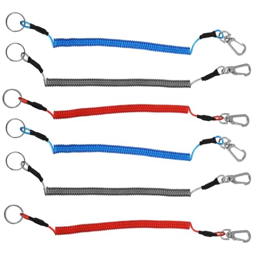 Angoily Elastic Spring Rope Set 6 Colors Breakaway Cable for Keychain Towing Rv Emergency Fishing Gear