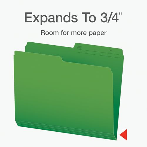 Pendaflex File Folders, 1/2 Cut Tab, Letter Size, Green, Durable Paper Stock, 100/Box, Ideal for Office/Home/School Organization, Made in Canada, Reversible File Organizers image 8