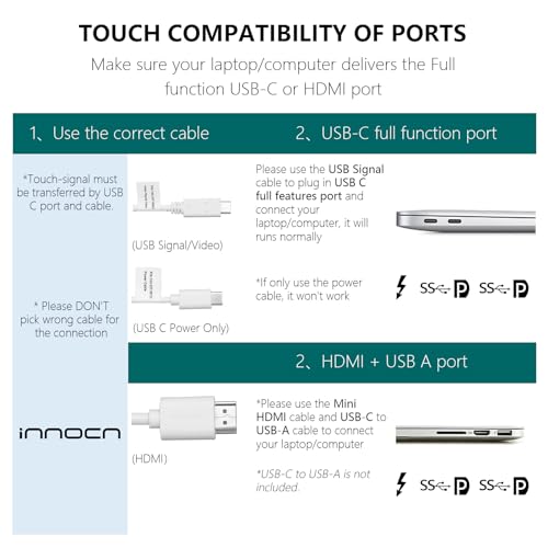 Image of INNOCN 15.6 inch Portable Monitor Touchscreen | 1080P | HDMI, USB C HDMI | for MacBook, Windows, Tablets, Android, Chrome, PS4, Switch, Mini PC | 400Nits | 100% sRGB