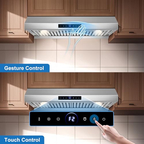 Image of 30 inch Under Cabinet Range Hood 1200 CFM with 4-Speed Gesture Sensing & Touch Control
