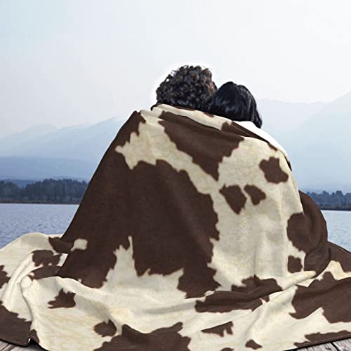 Couverture flanelle imprimé vache pour camping et soirées canapé - 8