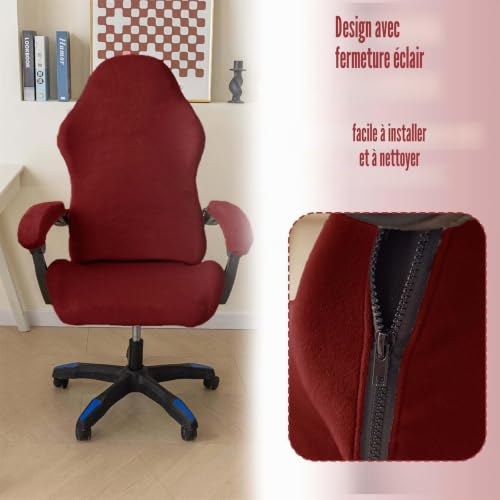 tintoke Housses de Chaise de Gaming Lot de 4,nsemble Housse Fauteuil Gamer avec Housses d'accoudoirs/couvertures de Dossier de Chaise/Housse de siège de Chaise,Convient aux chaises de Jeu (Rouge) – vue 4
