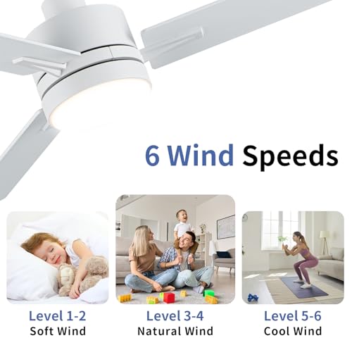 Image of LANMEL 42 Inch Metal Ceiling Fan with Light, Modern Flush Mount Low Profile with Remote Control, Reversible, 3cct Dimmable, Quiet, White LED for Bedroom, Living Room, Indoor /Outdoor Patio Use