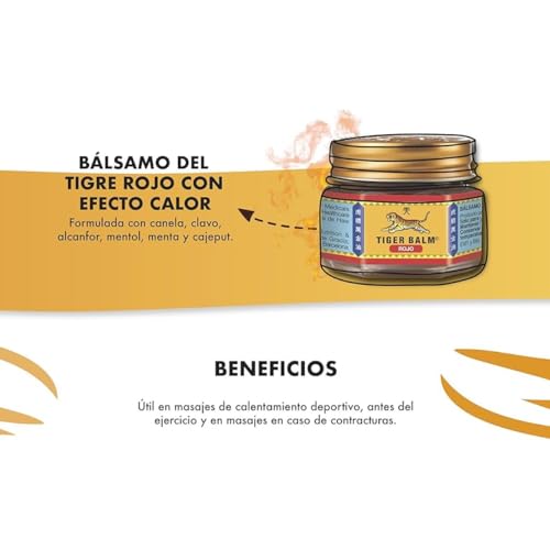 Miniatura 6 de Tiger Balm Rojo – Bálsamo Original para Masajes con Efecto Calor, Alivio Muscular y Articular, Fórmula Tradicional con Canela, Clavo, Mentol y Alcanfor – 19 g