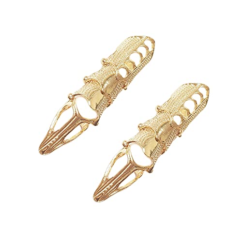 Punk Full Finger Armor Rings Knuckle Joint Full Finger Double Loop Knuckle Full Ring for Men Women Party Gifts Halloween Accessories-Gold