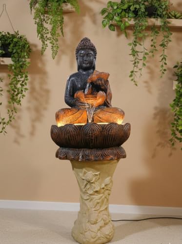 Image of Buddha Water Fountain 4 FT for Home & Garden Indoor Outdoor Fountain with LED Lights & Water Pump, Meditation Decor Showpiece