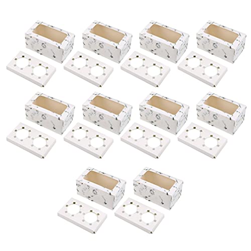 Frcolor 10個容器紙2コンパートメントホワイトカップケーキボックスクッキーギフトボックス透明な窓カップケーキキャリアベーカリーケーキボックス贈答用パーティー好意