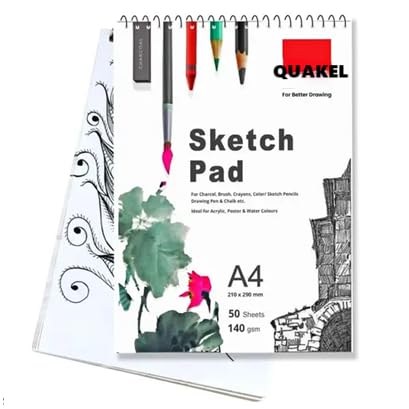 A4 140Gsm Sketch Book/Artist Pad/Drawing Note/Sketch Pad Book 50 Sheets for Students, Artists for Painting, Acrylic, Acadmic,&Proffesional Doodling Graffiti Sketchbooks