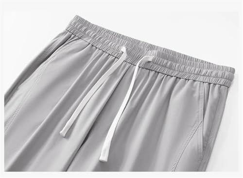 Men Ultra-Thin Ice Silk Quickly Dry Casual Pants Loose Elastic Waist Trousers3