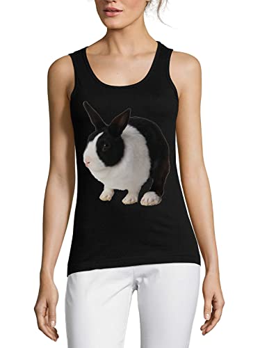 T-shirt lapin noir et blanc top coton femme débardeur été sans manches