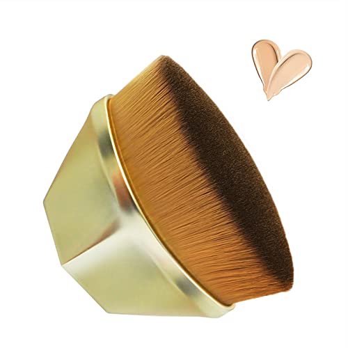 Trazzo Flawless Foundation Brush for Liquid Makeup,Kabuki Blending Momma Makeup Brush Powder Brush with Travel Case,Flat Top Petal Shaped Base Makeup Brush (GOLD) â€¦