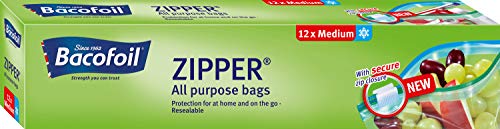 Bacofoil All Purpose Zipper Bags Medium x 12 Resealable Durable Versatile
